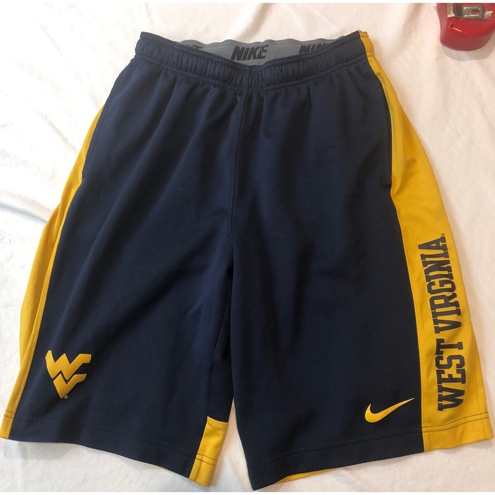 Nike Dri-Fit West Virginia Wolverines Shorts Medium Performance Blue Swoosh Read